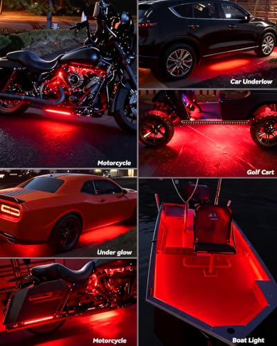 12V Led Light Strip for Car Motorcycle Golf Cart 12.5In Red 4Pack (Red Led Strip)