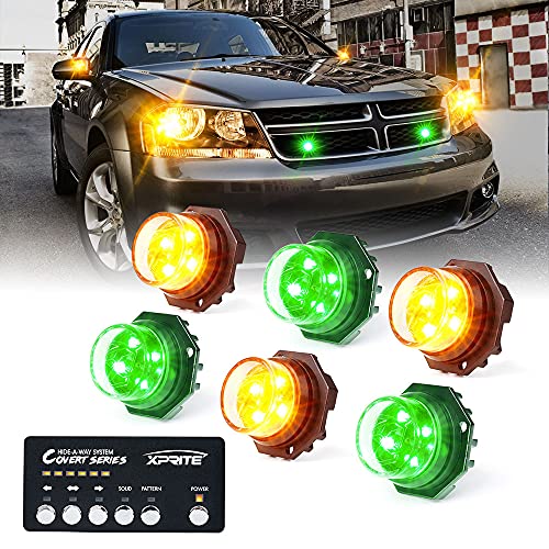 Amber Green LED Hideaway Strobe Lights Kit (Amber Green / 6 pcs)