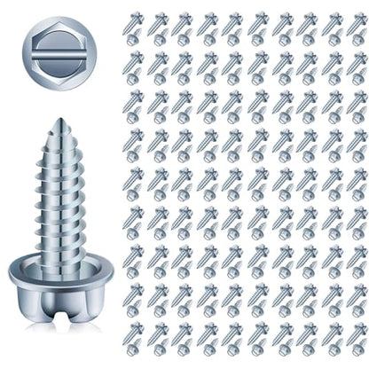 Upgraded】 100 Pcs License Plate Mounting Screws for Car Dealers #14 x 3