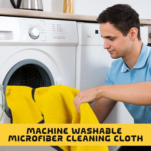 50 Pcs 16"x16" Yellow Microfiber Towels for Cars Drying Polishing (Yellow)