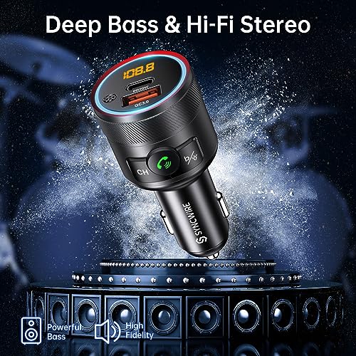 Bluetooth 5.4 Car Adapter 38W FM Transmitter Hands Free Calls (Black)