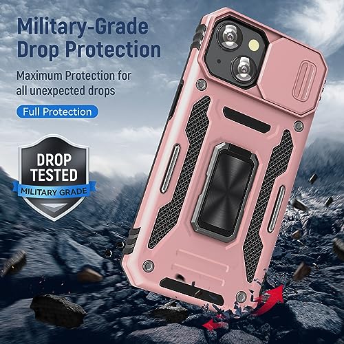 Heavy Duty Case for iPhone 15 Plus with Stand (★ iPhone 15 Plus 【6.7 inches】 / Rose Gold)