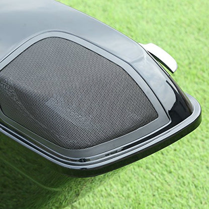 Motorcycle 5" Stretched Saddlebags Fit For Harley Touring 2014 (5" Stretched-Vivid Black W/ Chrome Latches & 5x7 Lids)
