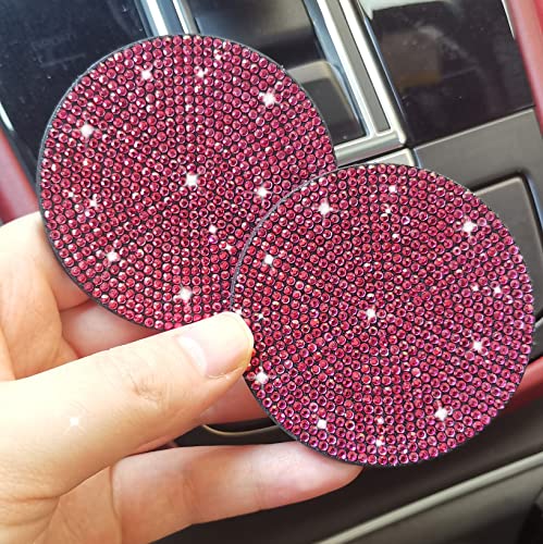 2pcs Bling Car Cup Holder Coaster (Rose Red / 2pcs)