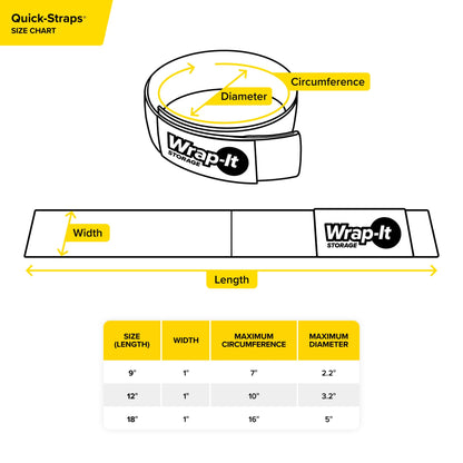 Quick Straps by Wrap (Yellow / 12" (12 Pack))