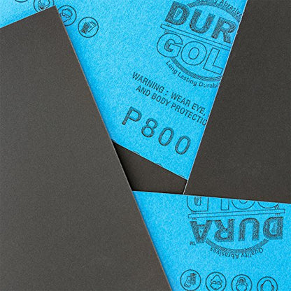 5-1/2" x 9" Wet or Dry Sandpaper Sheets, 800 Grit, Box of 25 (800-Grit)