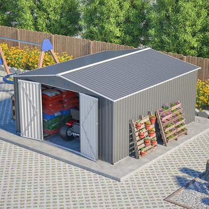 Outdoor Storage Shed (12x14 Ft-with window / Gray)