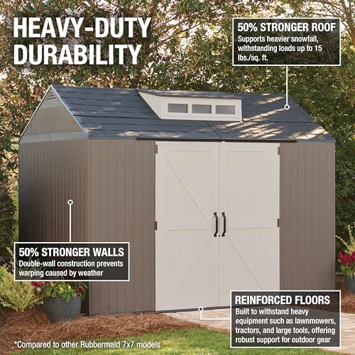 Extra Large Resin Outdoor Storage Shed With Floor (7'x10' / Brown)