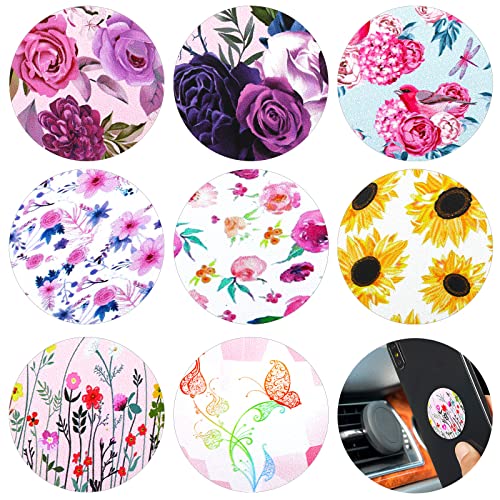 8 Pcs Cute Magnet for Phone Case Car Mount Sticker (Floral Style)