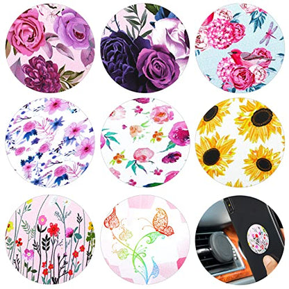8 Pcs Cute Magnet for Phone Case Car Mount Sticker (Floral Style)