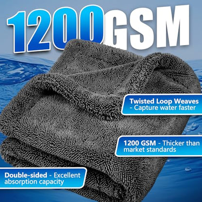 Microfiber Towel Car Drying Detailing Wash Cloth Car Care (Dark Grey)