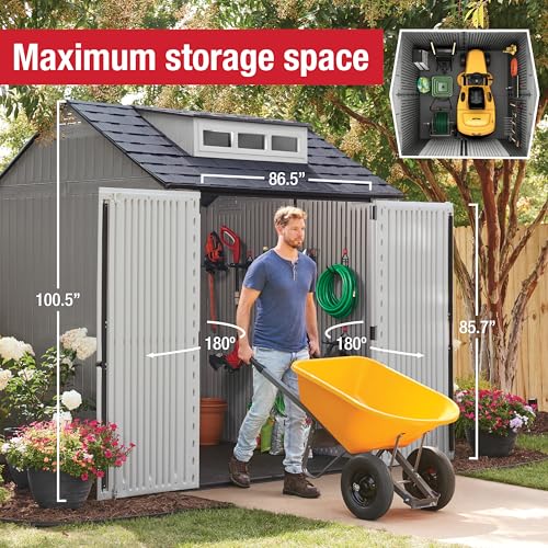 Resin Outdoor Storage Shed With Floor (7'x7' / Gray)