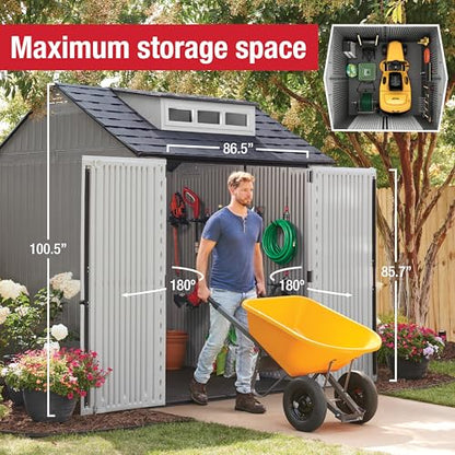 Resin Outdoor Storage Shed With Floor (7'x7' / Gray)