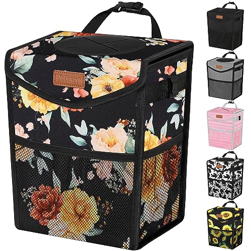 Car Trash Can with Lid Leakproof Car Garbage Bag Vehicle Trash Bin (2 Gallons / Rose)