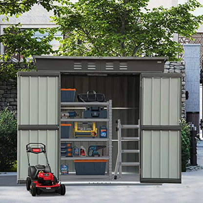Domi Outdoor 5’ x 3’ Storage Shed (5' x 3' Sloping Roof / Dark Gray)
