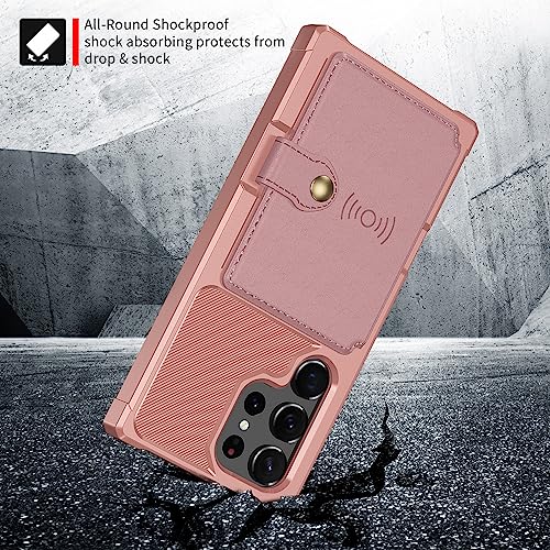 for Samsung Galaxy S23 Ultra Case with Card Holder (Pink / Samsung Galaxy S23 Ultra)