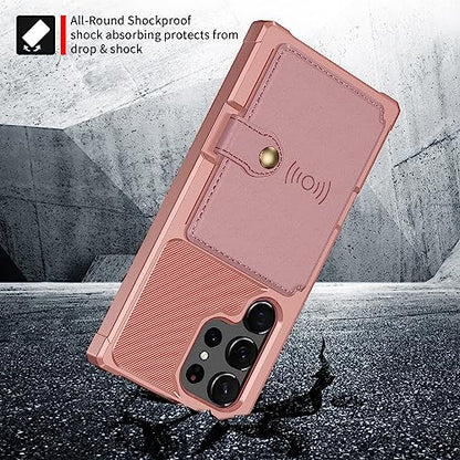 for Samsung Galaxy S23 Ultra Case with Card Holder (Pink / Samsung Galaxy S23 Ultra)