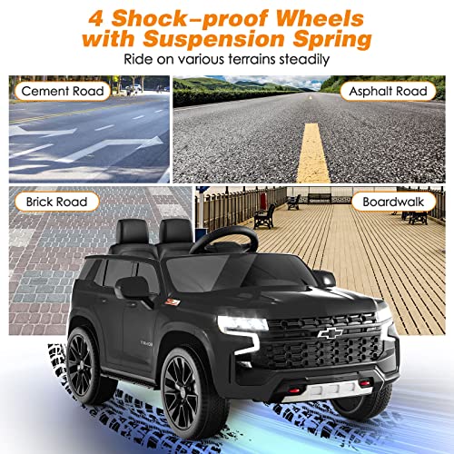 Ride on Car 12V Licensed Chevrolet Tahoe Battery Powered Electric Vehicle w (Black / SUV)