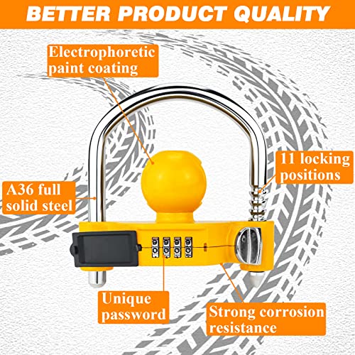1 Pack Universal Hitch Lock with Combination Lock (Yellow)