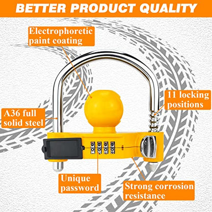 1 Pack Universal Hitch Lock with Combination Lock (Yellow)