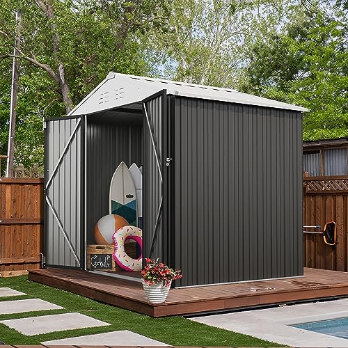 8x6 FT Outdoor Storage Shed (Gray / 8x6 FT)