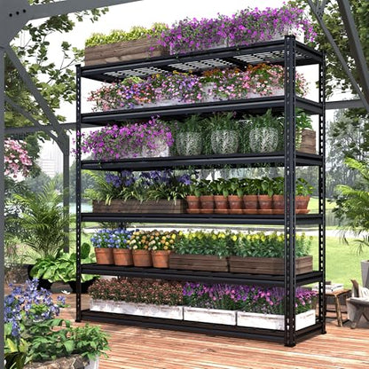 6 Tier Adjustable Heavy Duty Metal Shelving for Garage Warehouse (48" W X 18" D X 78" H)