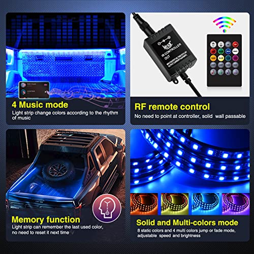 3PCS 60 Inch RGB Truck Bed Light Strip 270 LED Neon Accent LED (RGB (Red, Green, Blue) / Truck Bed Light Strip)