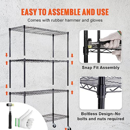 Storage Shelving Unit (Black / 48" L x 18" W x 74" H)