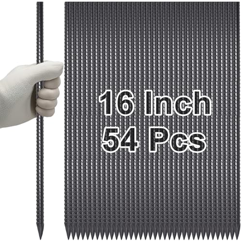 Straight Rebar Stakes 16 Inch Metal Ground Concrete Form Stakes (I-16 Inch-54 Pcs / I-16 Inch-Φ5/16"-Black)