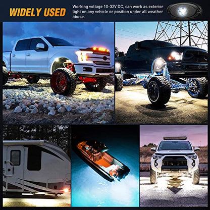 4PCS White LED Rock Lights Underglow Wheel Well Pods (White / 4Pcs Pods)