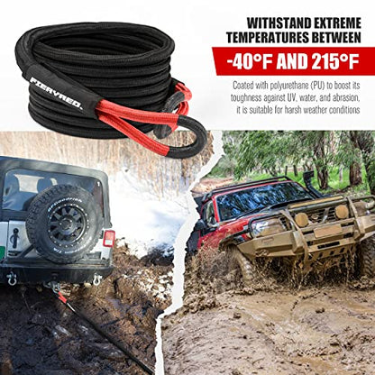 Kinetic Energy Recovery Rope 30FT 7 (Black / 7/8" 30FT,No Shackle)