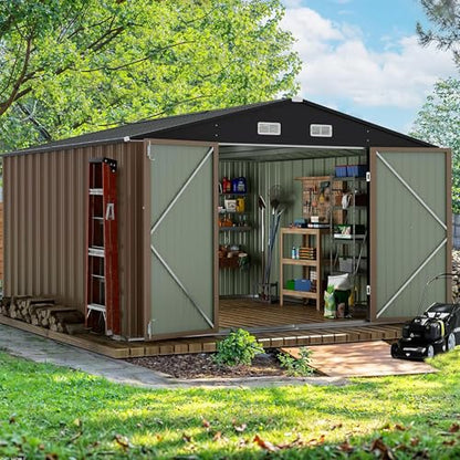 10x10 FT Outdoor Storage Shed (Brown / 10x10 FT)