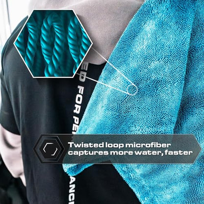 Microfiber Car Drying Towel 24"x36" (Aqua / 24"x36" Double sided)