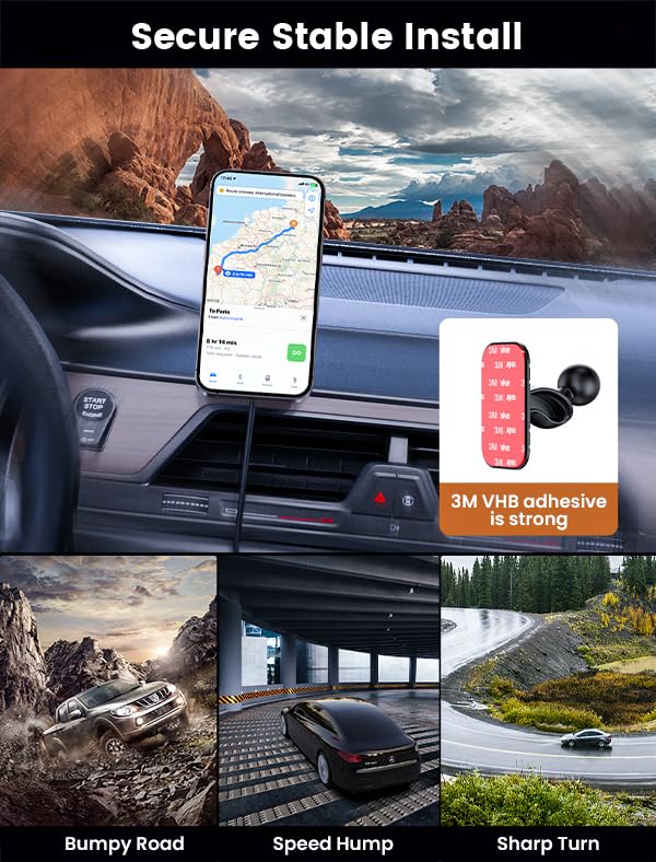 for Magsafe Car Mount Charger 15W LED RGB Car Phone Holder for Dash Vent (A Colorful Charger)