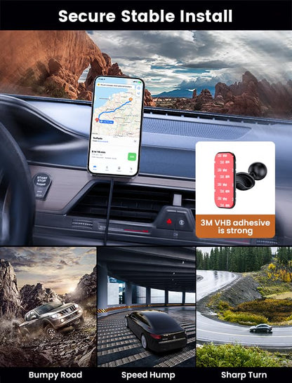 for Magsafe Car Mount Charger 15W LED RGB Car Phone Holder for Dash Vent (A Colorful Charger)
