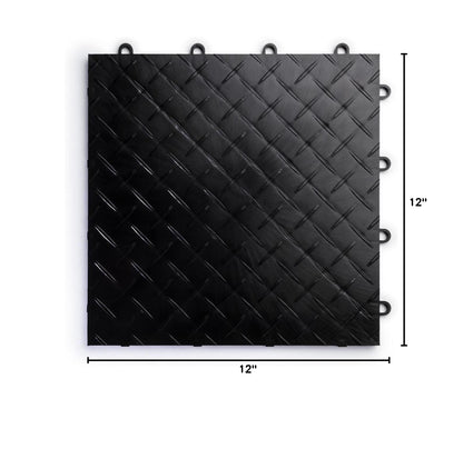 SnapLock RaceDeck Diamond 12"x12" Interlocking Garage Tiles (48 Pack / Black)