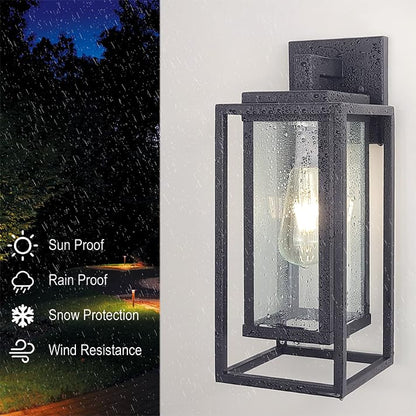 14" Double Cage Outdoor Wall Light (14-inch / Satin Black)