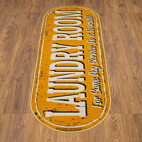 20" x 59" Oval Laundry Room Rug (Laundry Yellow Oval)
