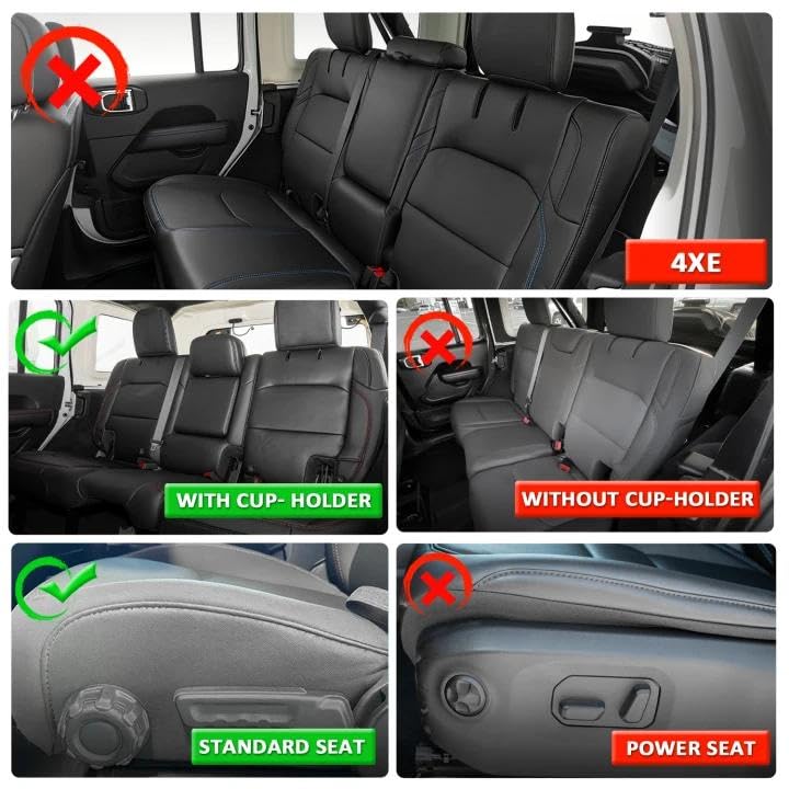 Wrangler JL Seat Covers Custom Fit for Jeep Wrangler (Black / 18-26 JL 4 Door With Rear Cup Holder Full Set)