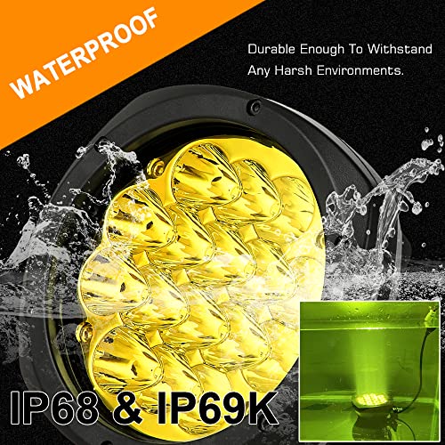 5 Inch Pair 160W Amber Round LED Offroad Lights 18800LM Amber Yellow OffRoad Lights Super Bright Amber Driving lights Fog Lights Waterproof IP68 Light Bar for Trucks Pickup 4x4 SUV ATV UTV (Amber / 5Inch)