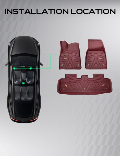 Automotive Floor Mats for Tesla Model Y 2020 (Red / 3-Piece Set)