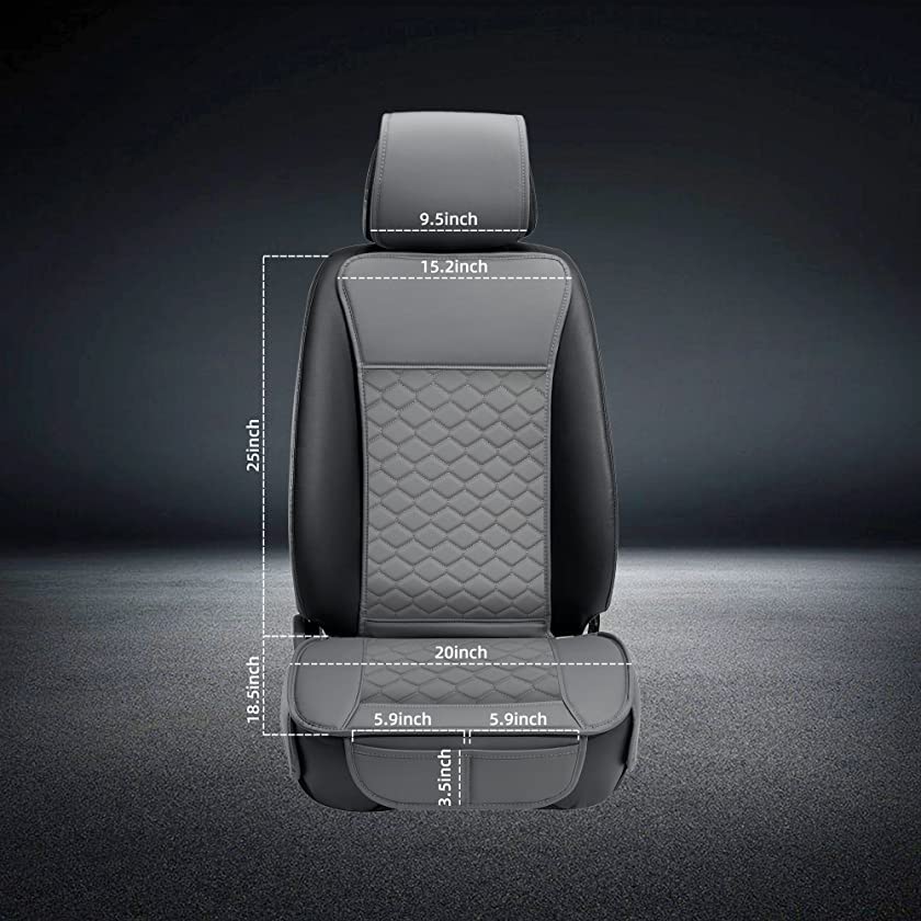 Leather Car Seat Covers Front 2PC Waterproof Universal Fit Gray (Gray)