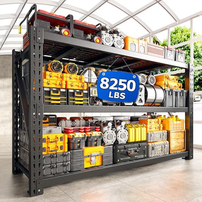 8250LBS Heavy Duty Garage Shelving (60"W x 24"D x 66"H, 3-Tier)