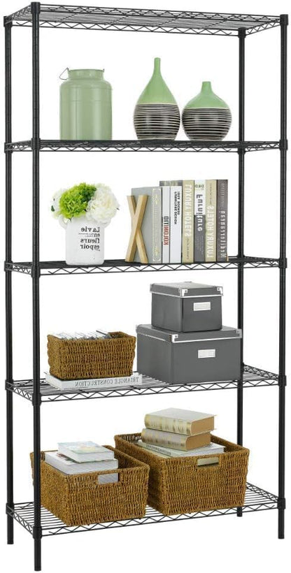 5 Tier Wire Shelf (Black / 36"D x 14"W x 72"H)