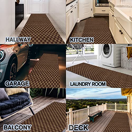 Custom Size Backed Non (Brown Checkered / 3FT*73FT)