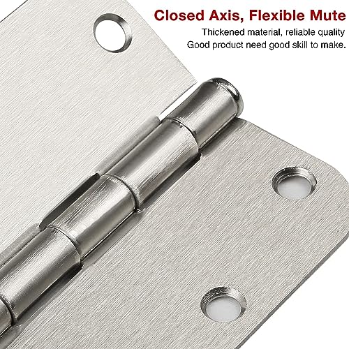 Rounded Door Hinges Brushed Nickel 3.5" x 3 1 (Satin Nickel-Rounded / 6 Pack-no squeak)