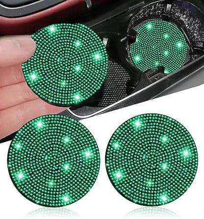 2pcs Bling Car Cup Holder Coaster (Green / 2pcs)