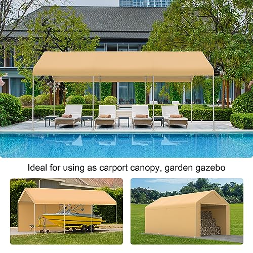 Carport 10'x20' Heavy Duty Car Canopy Portable Garage with Removable Sidewalls & Doors for Truck Boat Car Port (Yellow)