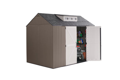 Extra Large Resin Outdoor Storage Shed With Floor (7'x10' / Brown)