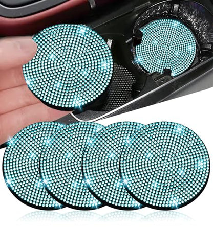 4pcs Bling Car Cup Holder Coaster (Aquamarine / 4pcs)